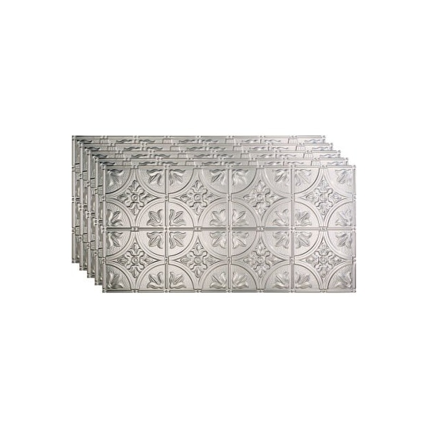 Acoustic Ceiling Products Fasade Traditional Syle # 2 - 48-3/8" x 24-3/8" PVC Glue Up Tile in Brushed Aluminum - PG5108 - main